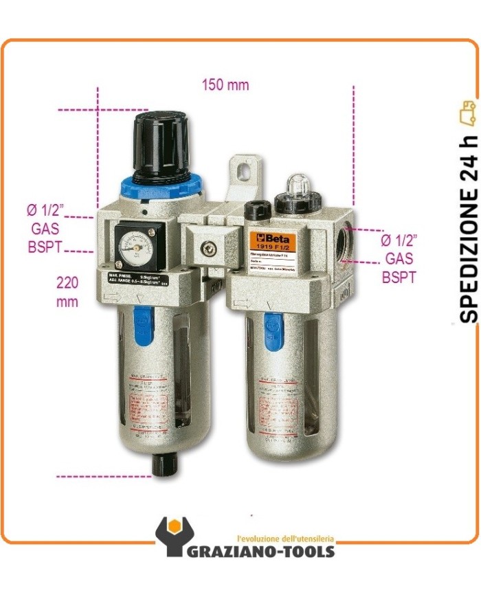 Filtro Regolatore Lubrificatore - Beta 1919F1/2